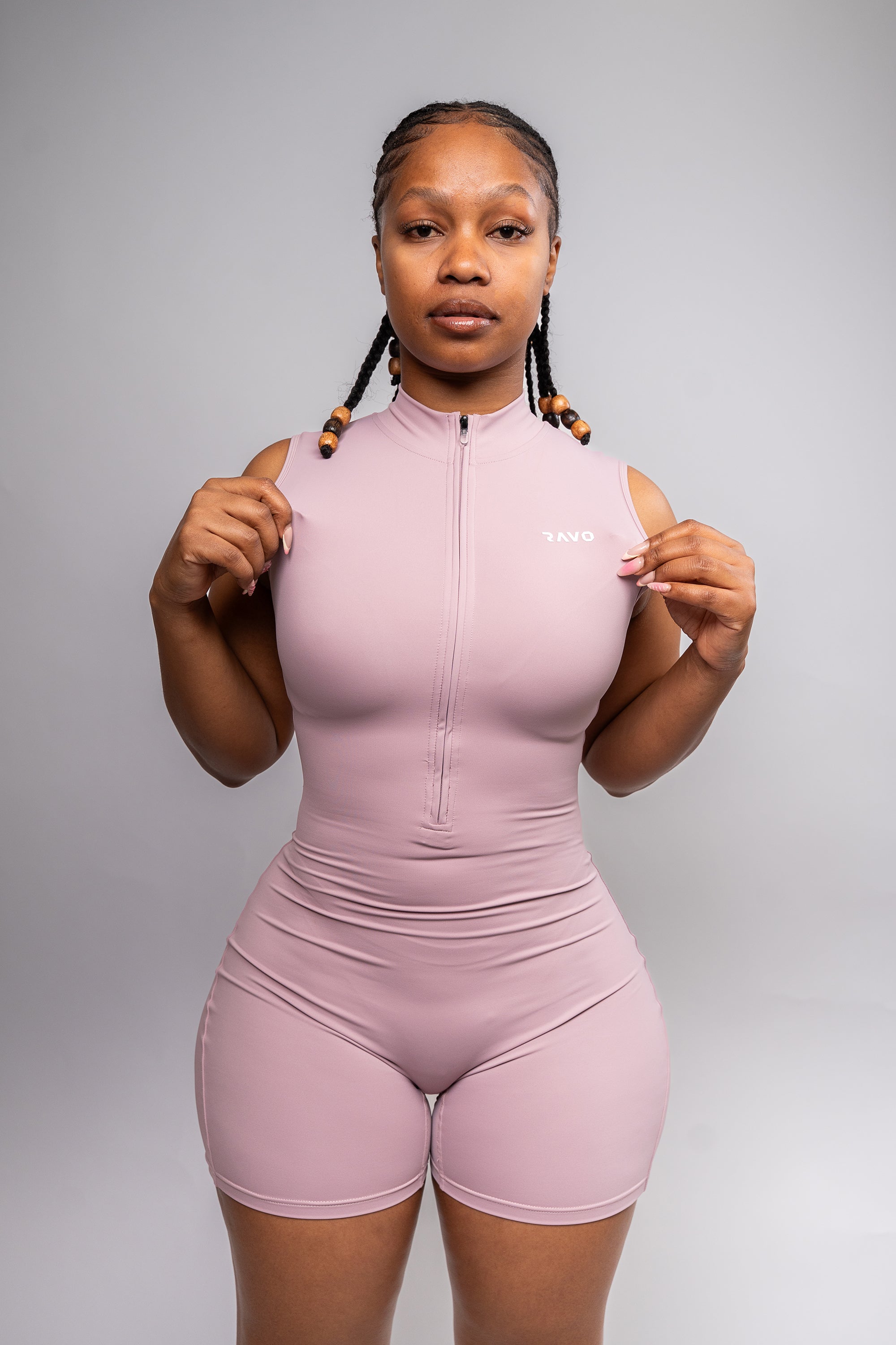 LockedIn™ Snatched Sleeveless Romper – Pink