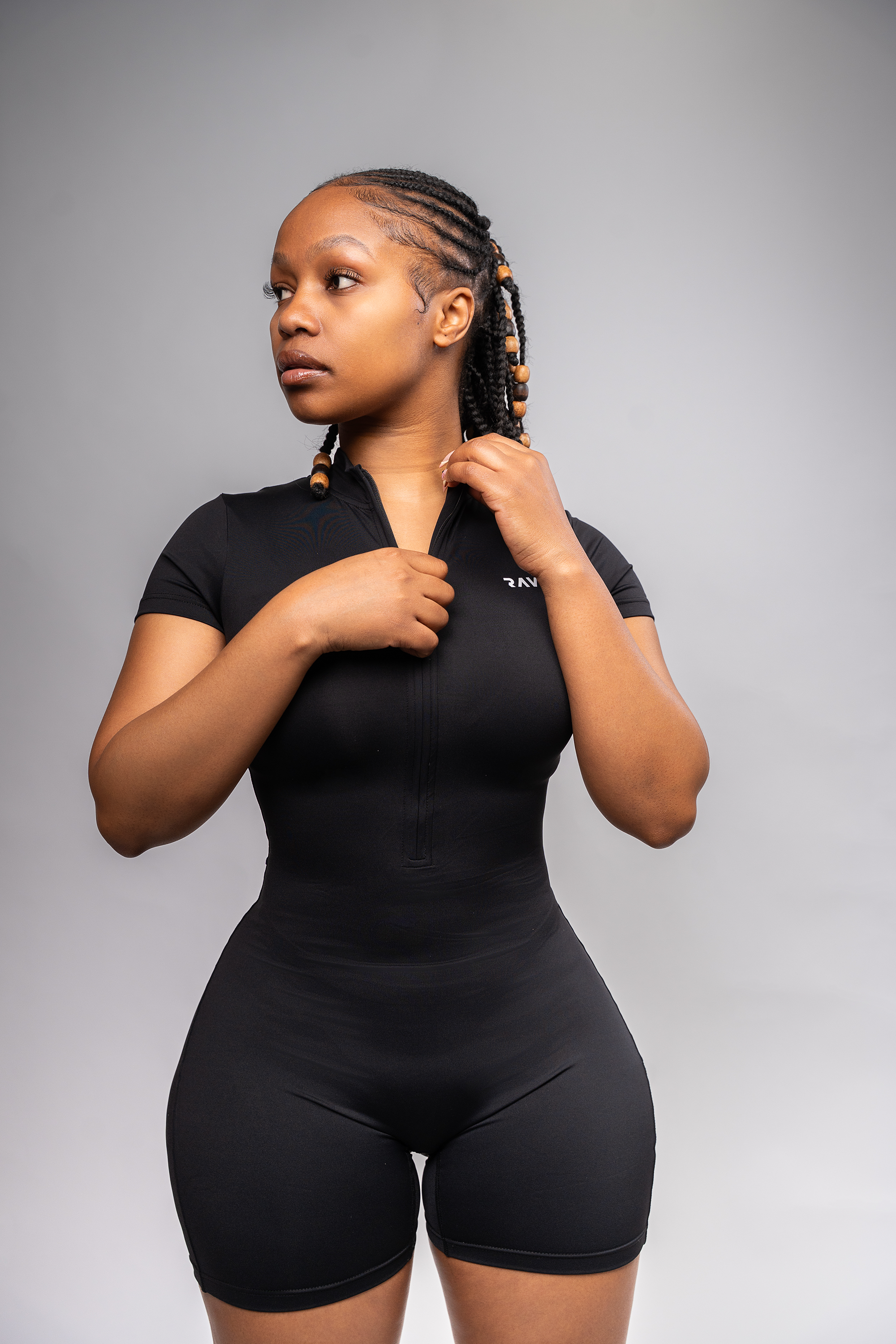 LockedIn™ Snatched Short Sleeve Romper – Black