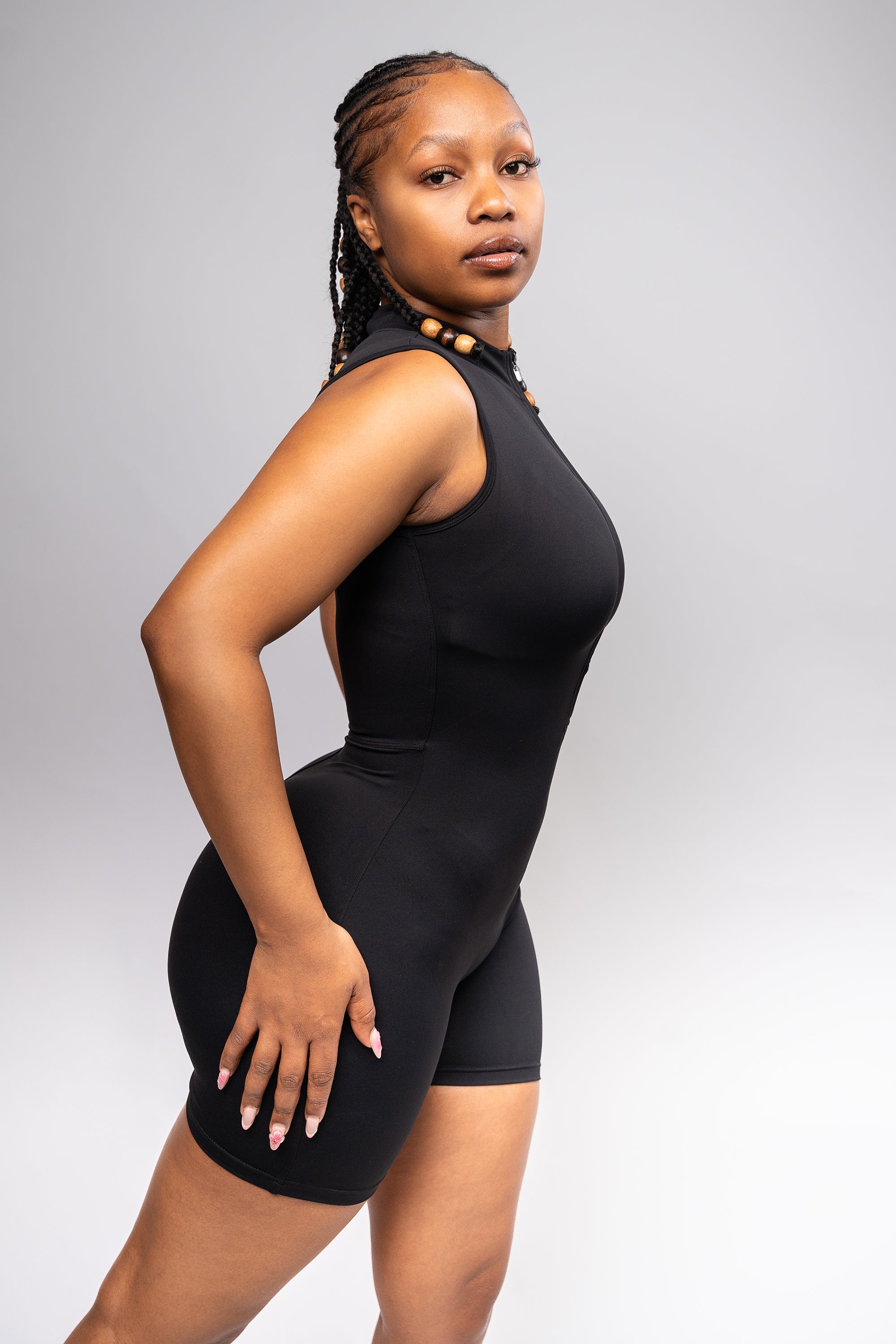 LockedIn™ Snatched Sleeveless Romper – Black