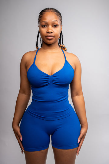 LockedIn™ V-Waist Shorts Set – Dark Blue