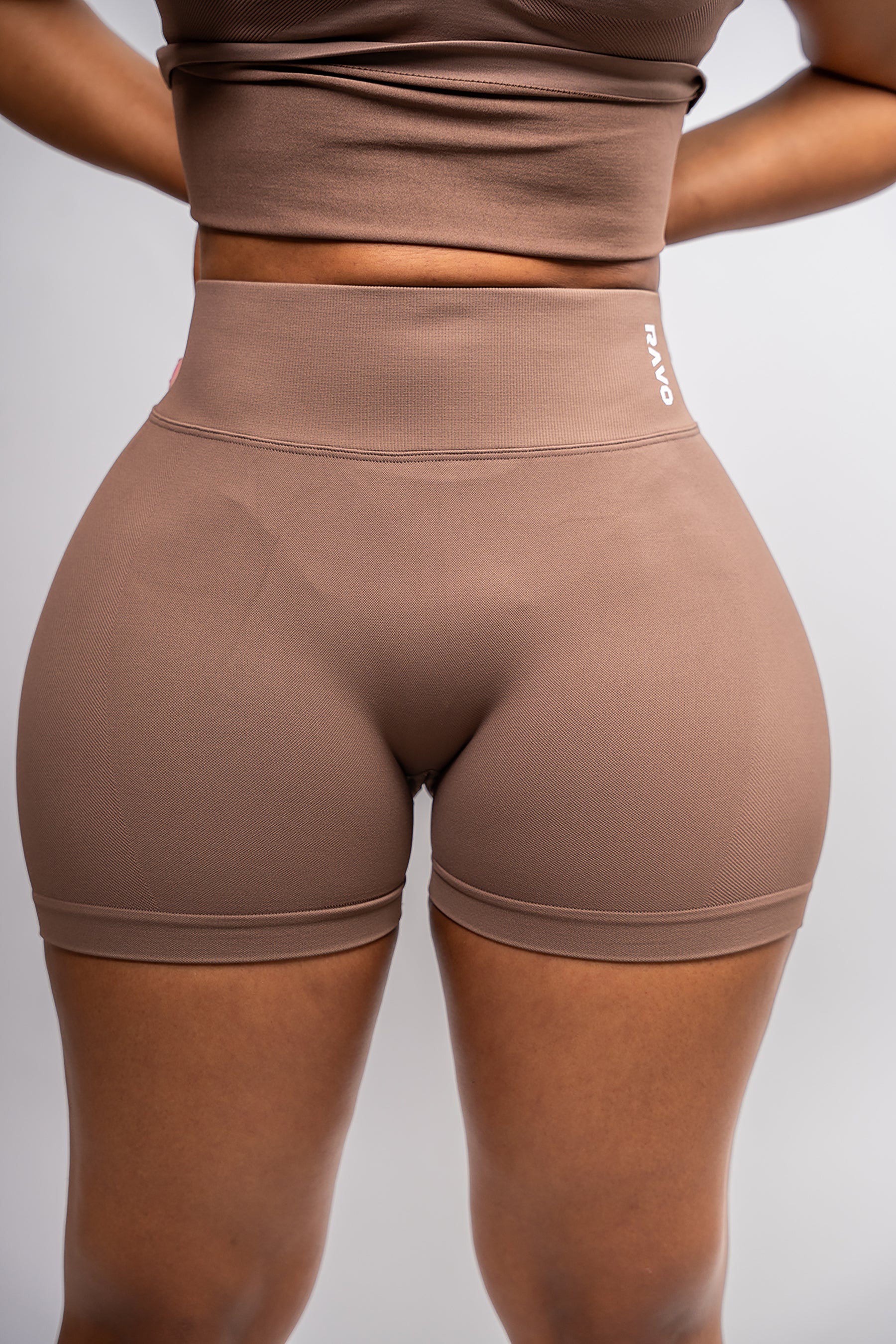 LockedIn™ V-Waist Shorts Set – Coffee