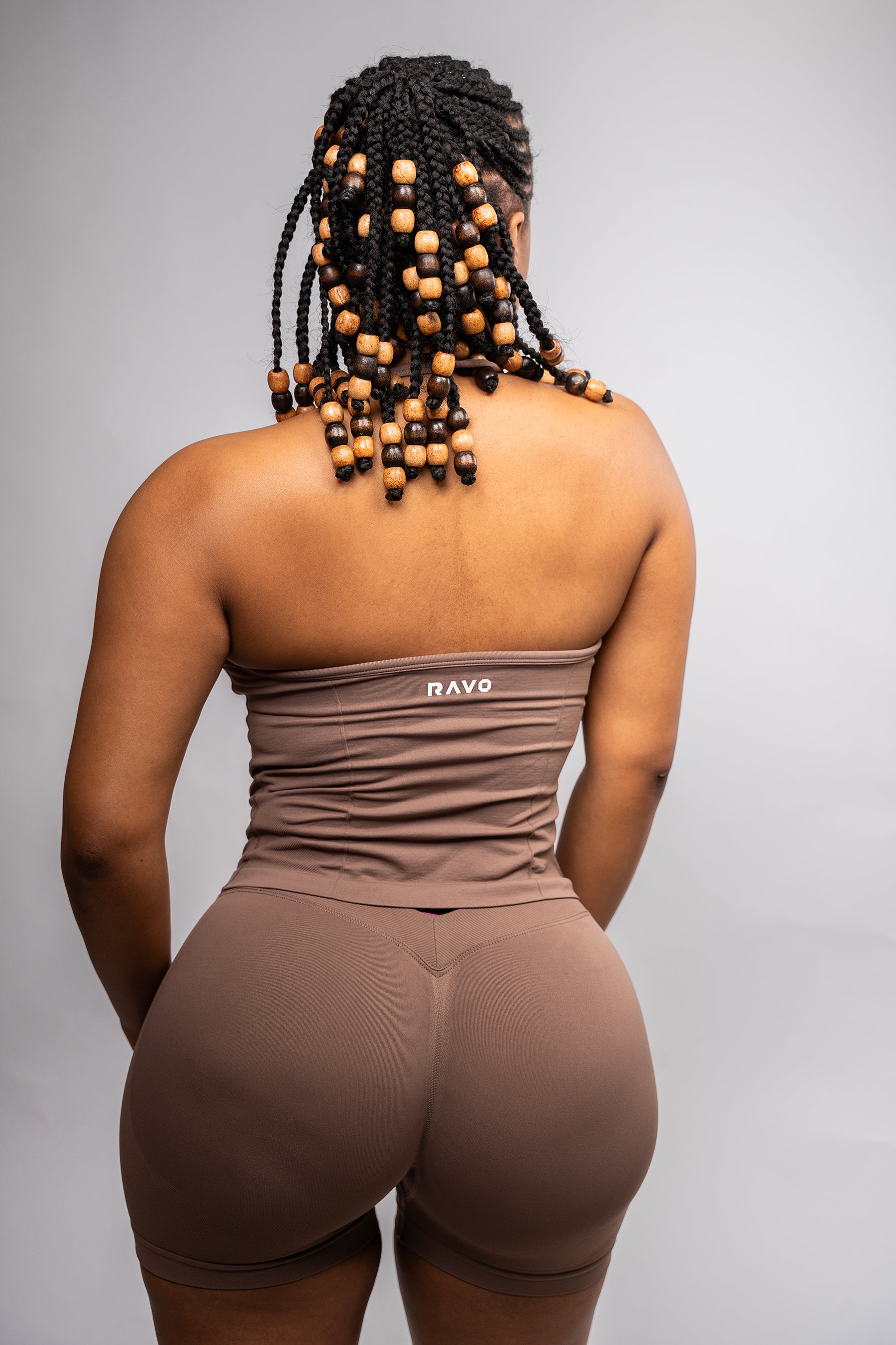 LockedIn™ V-Waist Shorts Set – Coffee