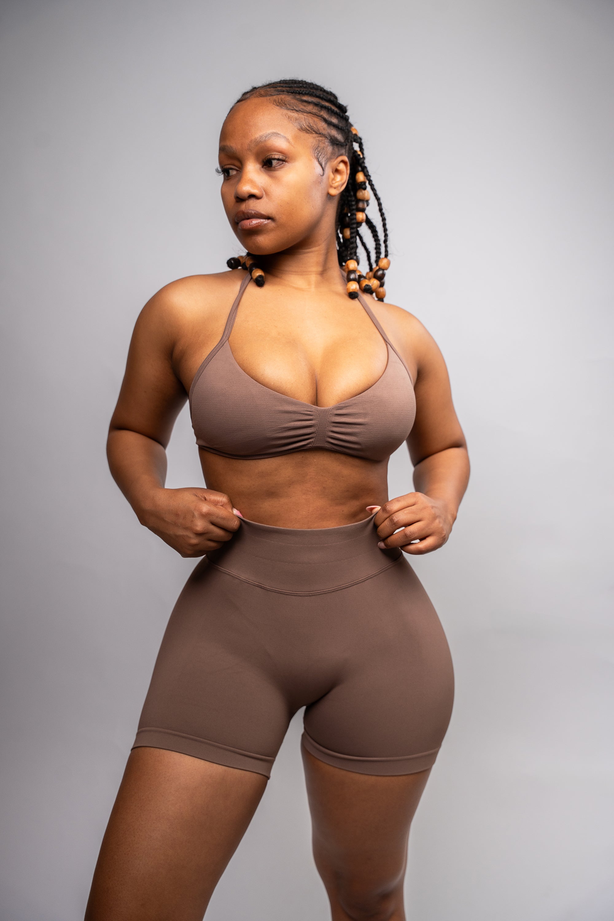 LockedIn™ Curvy Shorts Set - Coffee