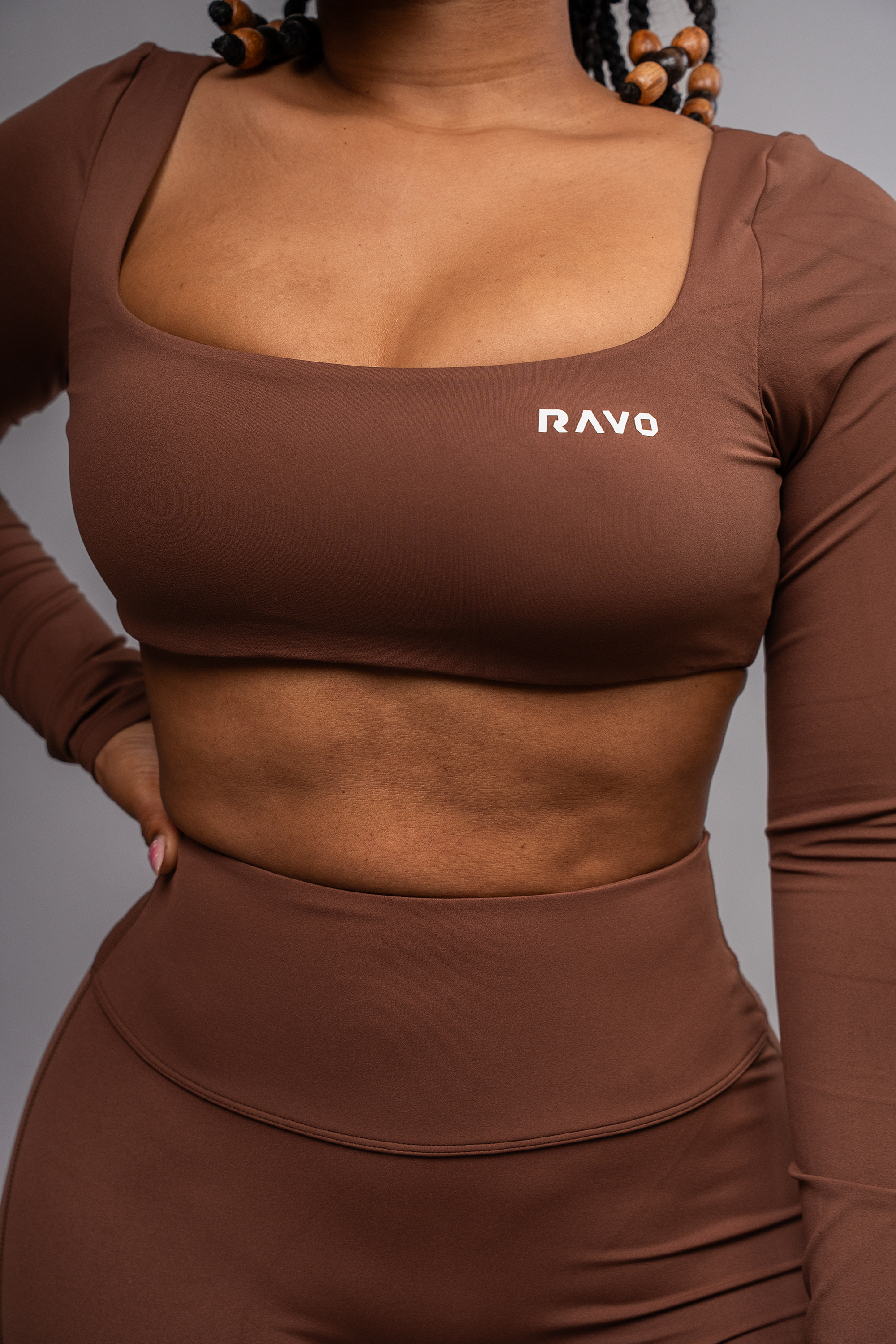 LockedIn™ Long Sleeve Crop top – Coffee