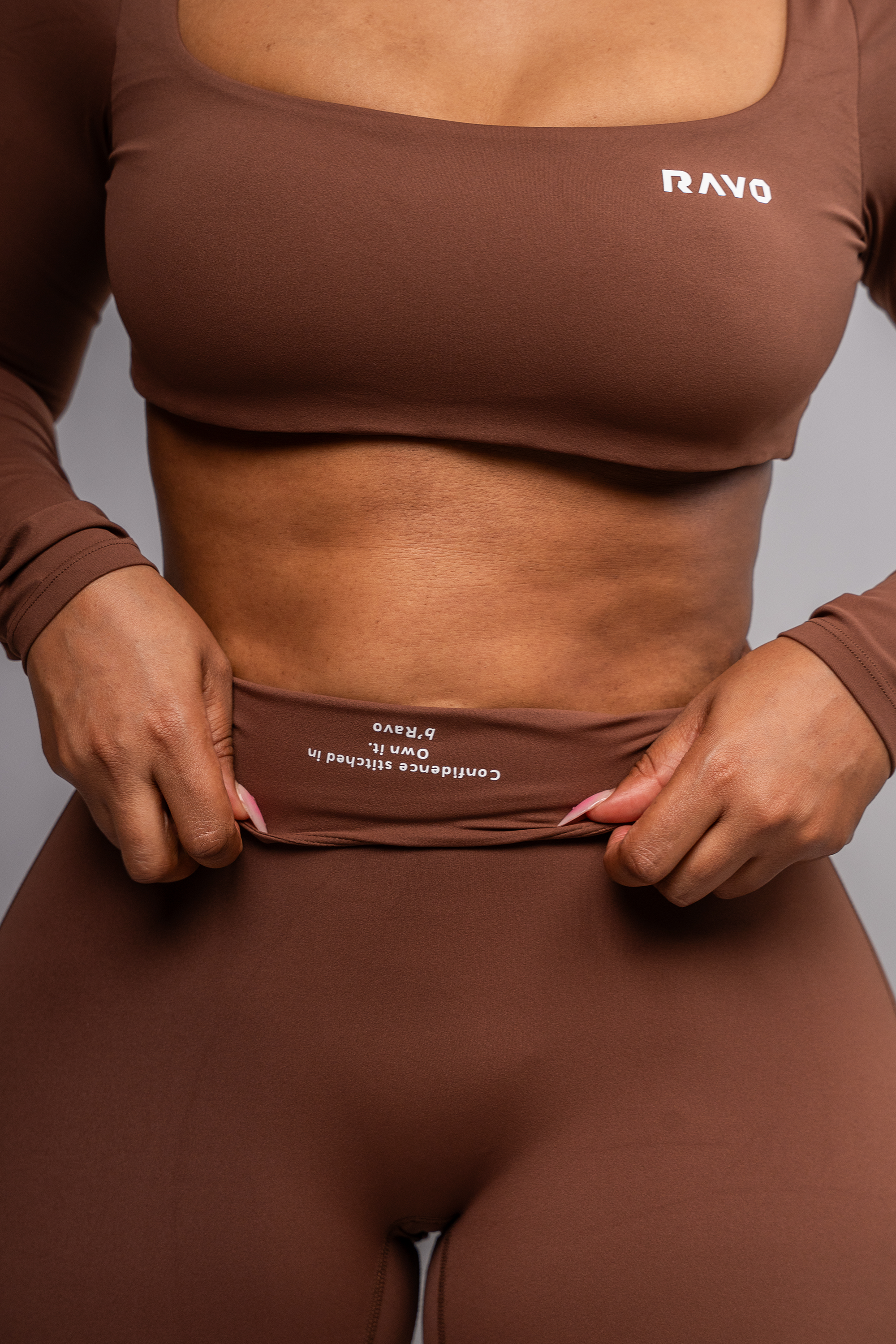 LockedIn™ Long Sleeve Crop top – Coffee