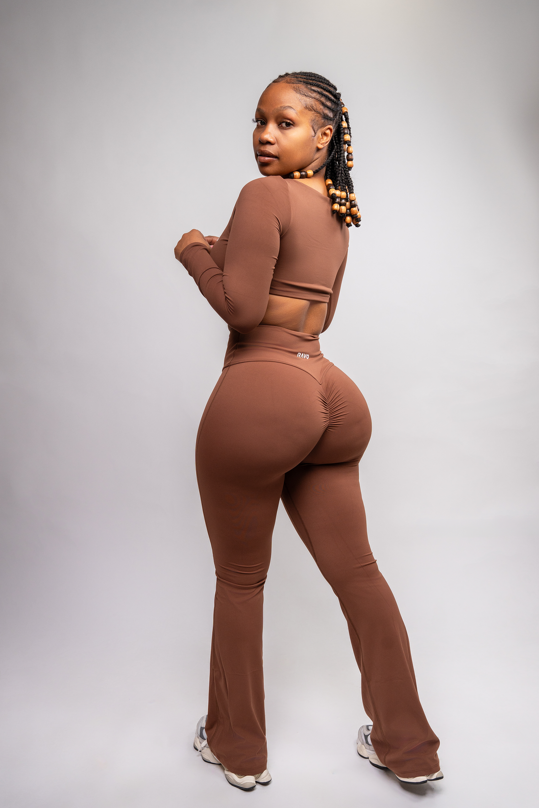 LockedIn™ Long Sleeve Crop top – Coffee