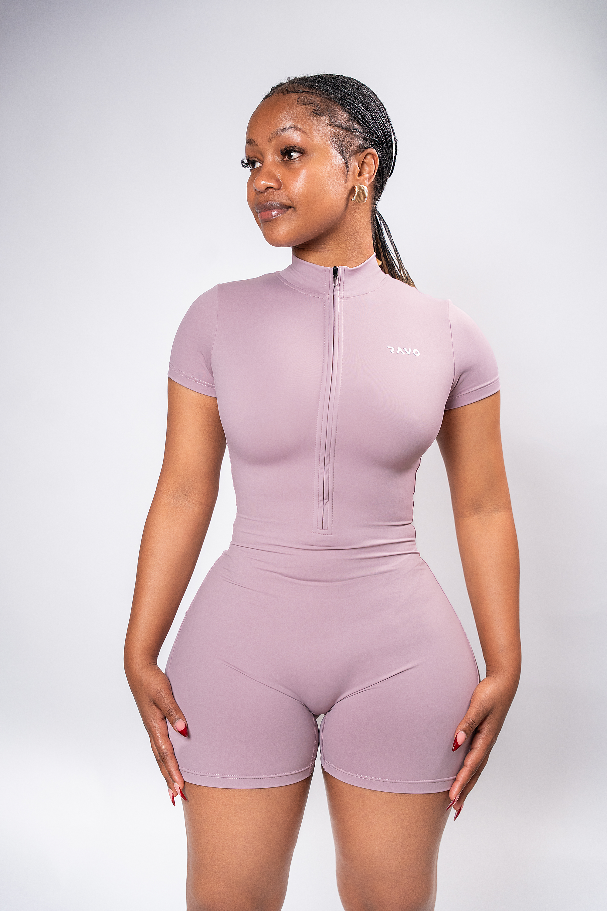 LockedIn™ Snatched Short Sleeve Romper – Pink